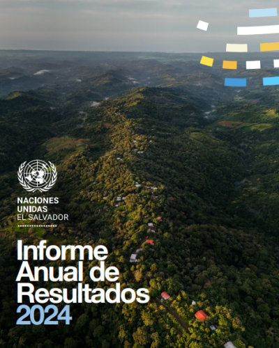 Fotografía panorámica de área natural protegida en El Salvador y un texto en el que se lee: Informe anual de resultados 2024